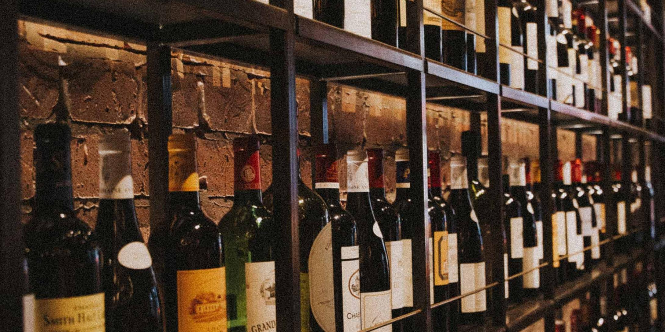 Wines on a shelf 