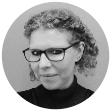 A black and white photograph of Marie Hadaway